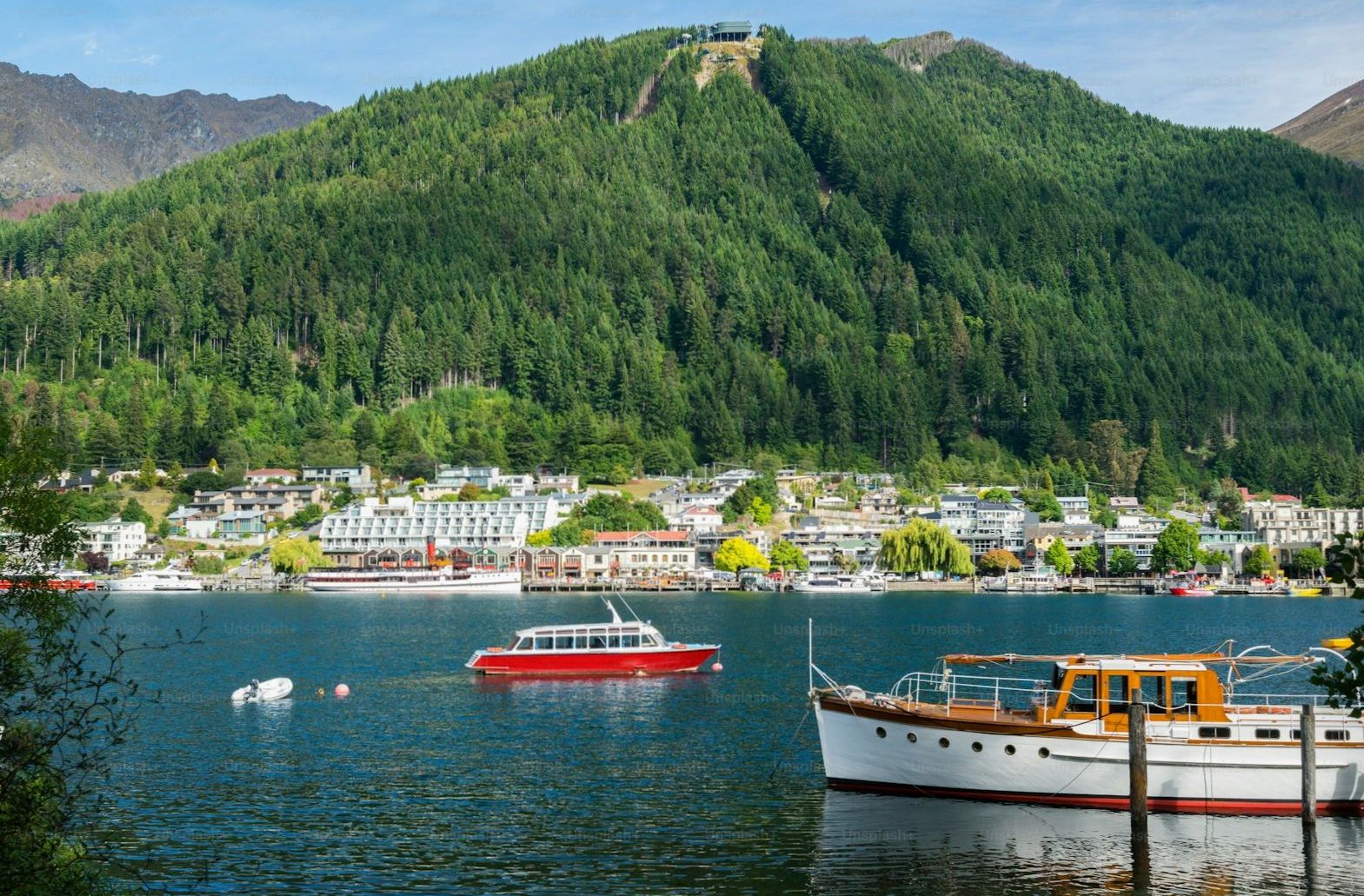 Queenstown set beside a blue alpine lake